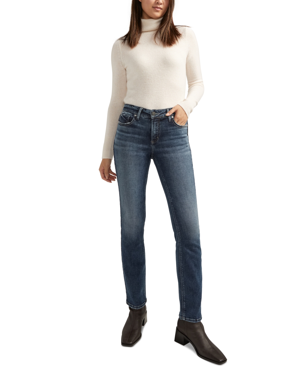 Silver Jeans Co. Women's Elyse Mid-Rise Comfort Fit Straight Jeans