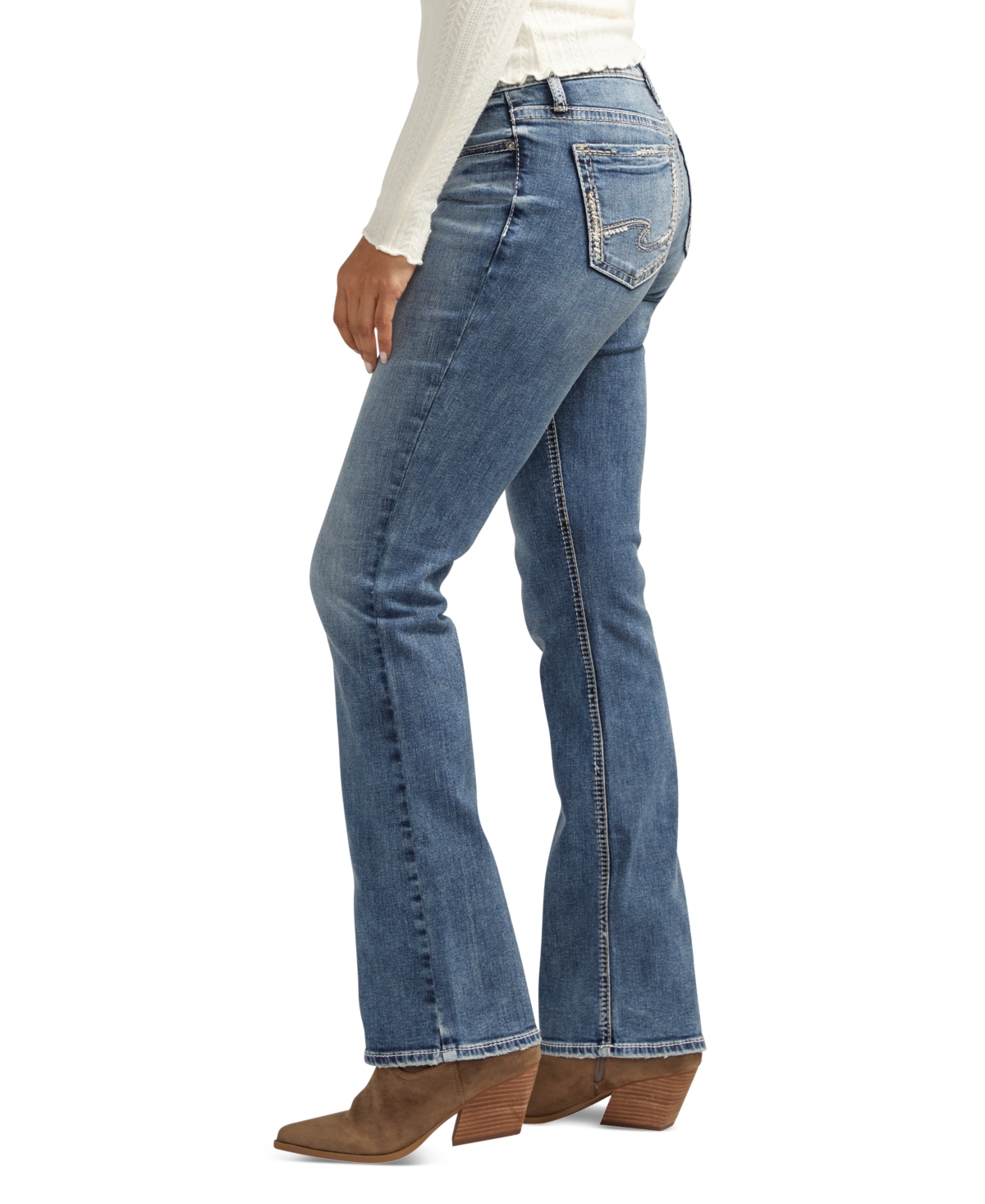 Silver Jeans Co. Women's Elyse Mid-Rise Comfort Fit Slim Bootcut Jeans