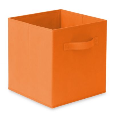 Set of 6 Fabric Storage Cube Bins, Orange - 11&amp;#x22; Collapsible Foldable Cloth Baskets for Shelves and Cubby Organizers