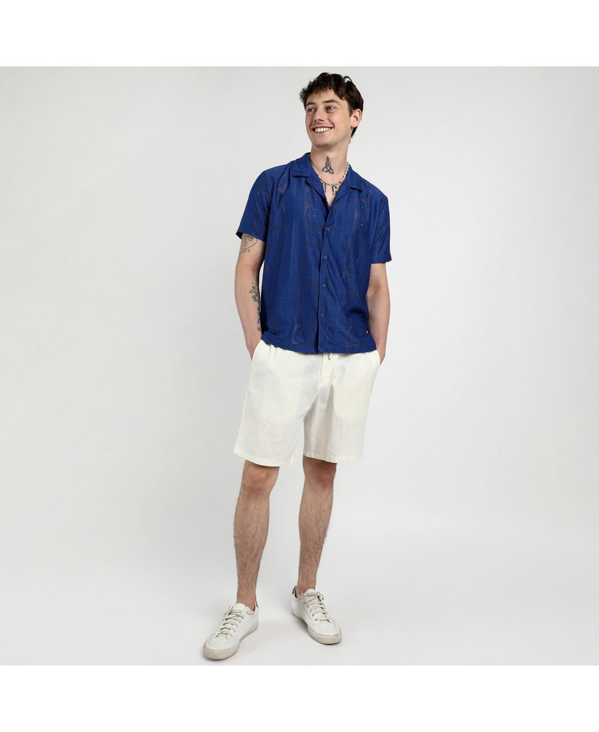 Campus Sutra Men's IndigoMandala Shirt - Blue