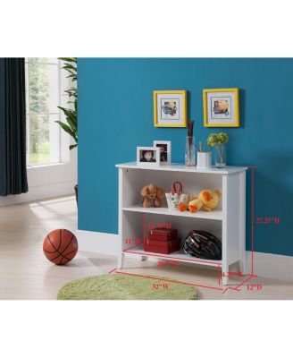 - 2-Shelf Wooden Bookcase Bookshelf Display Storage and Organizer, White