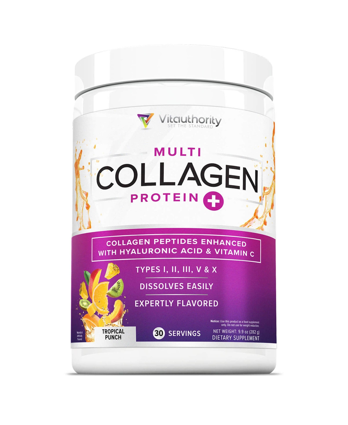 Multi Collagen Protein Plus, Tropical Punch, Vitauthority, 30 Servings