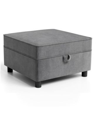 Chenille Storage Ottoman Module for Modular Sectional Sofa, Square Ottoman Module for Sectional Sleeper Sofa, Gray