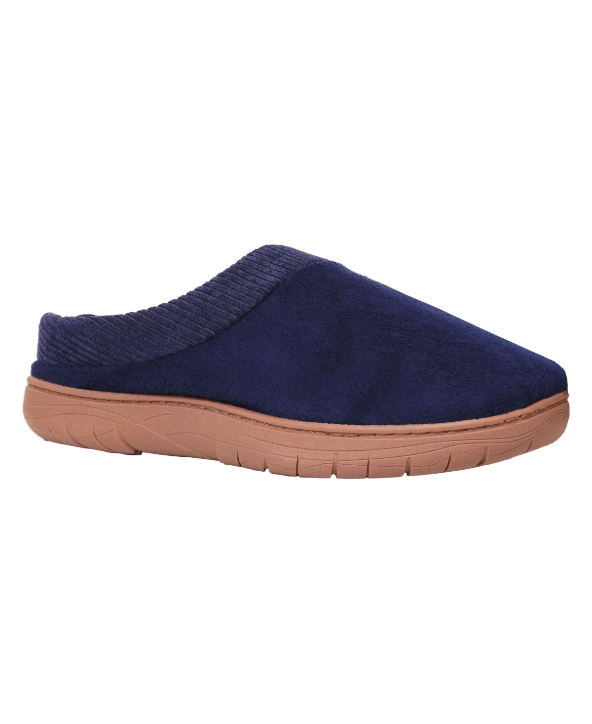 Weatherproof Men's Microsuede Clog with Corduroy Collar Fleece Plaid Liner and Indoor-Outdoor Sole Shoe