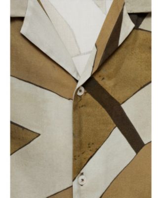 Men's Bowling Collar Printed Flowing Shirt