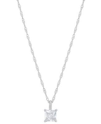 Macy's - Diamond Princess Solitaire 18" Pendant Necklace (3/8 ct. t.w.) in 14k Gold