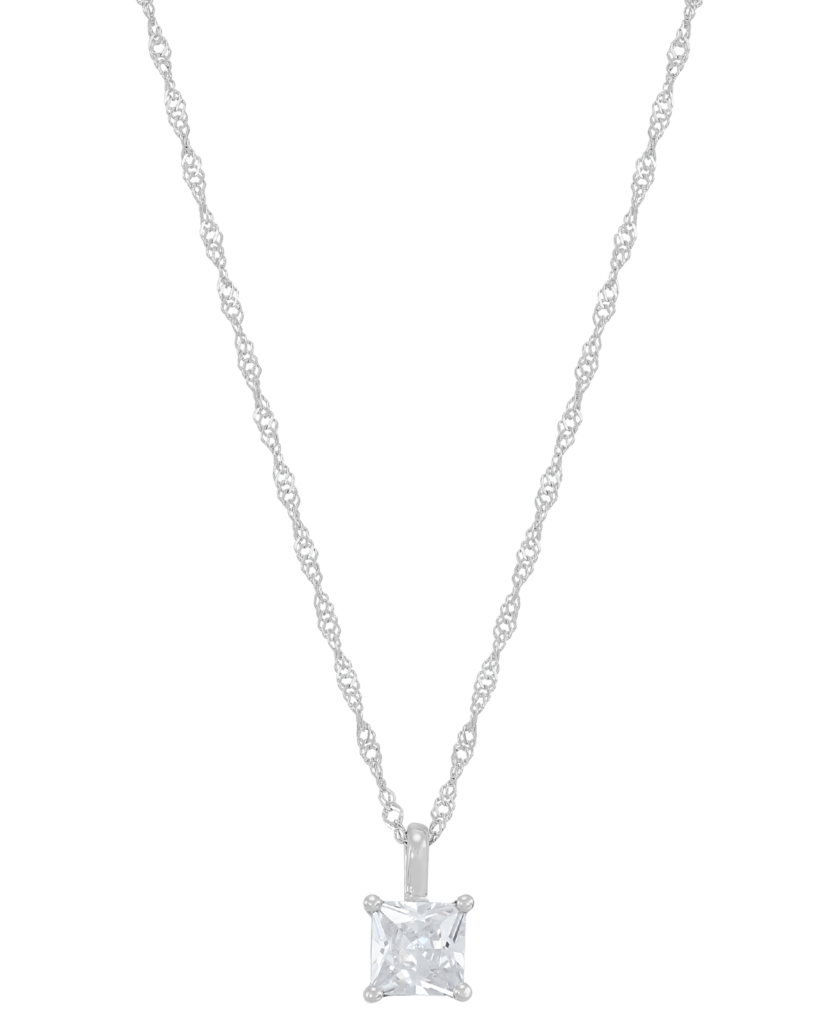 Shop Macy's Diamond Princess Solitaire 18" Pendant Necklace (3/8 Ct. T.w.) In 14k Gold In White Gold