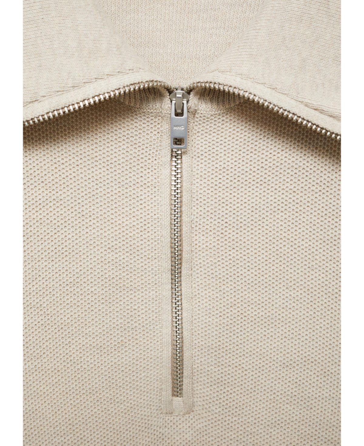 Mango Men's Zipper Neck Knitted Polo Shirt