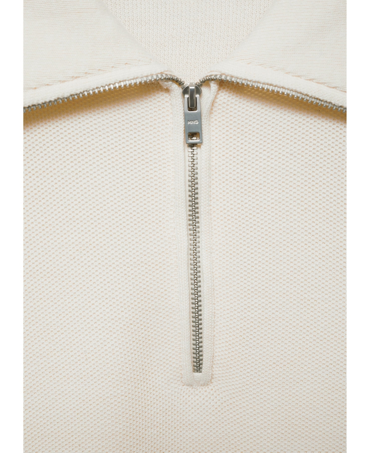 Mango Men's Zipper Neck Knitted Polo Shirt In Sand
