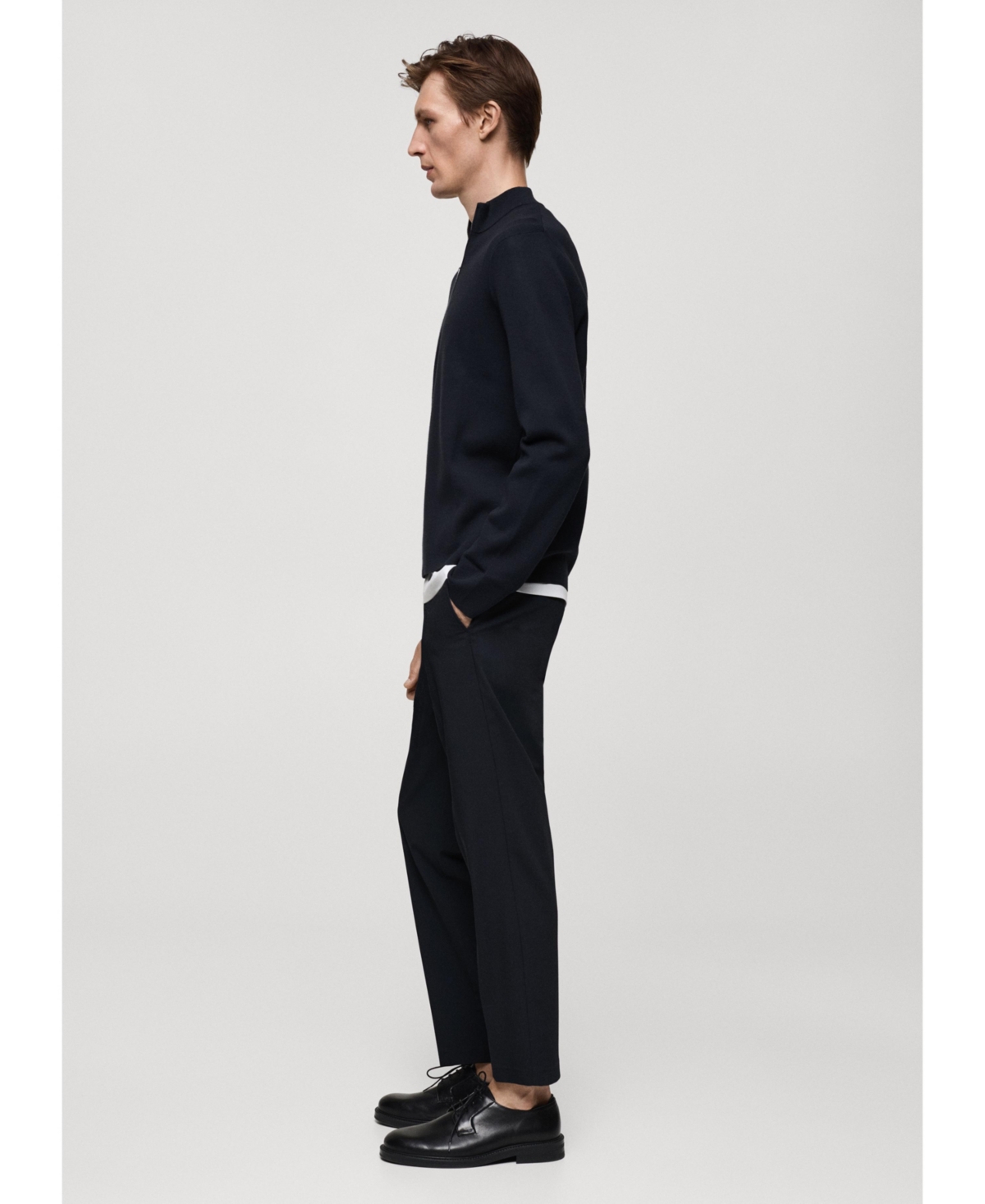 Mango Men's Zipped High Collar Sweater