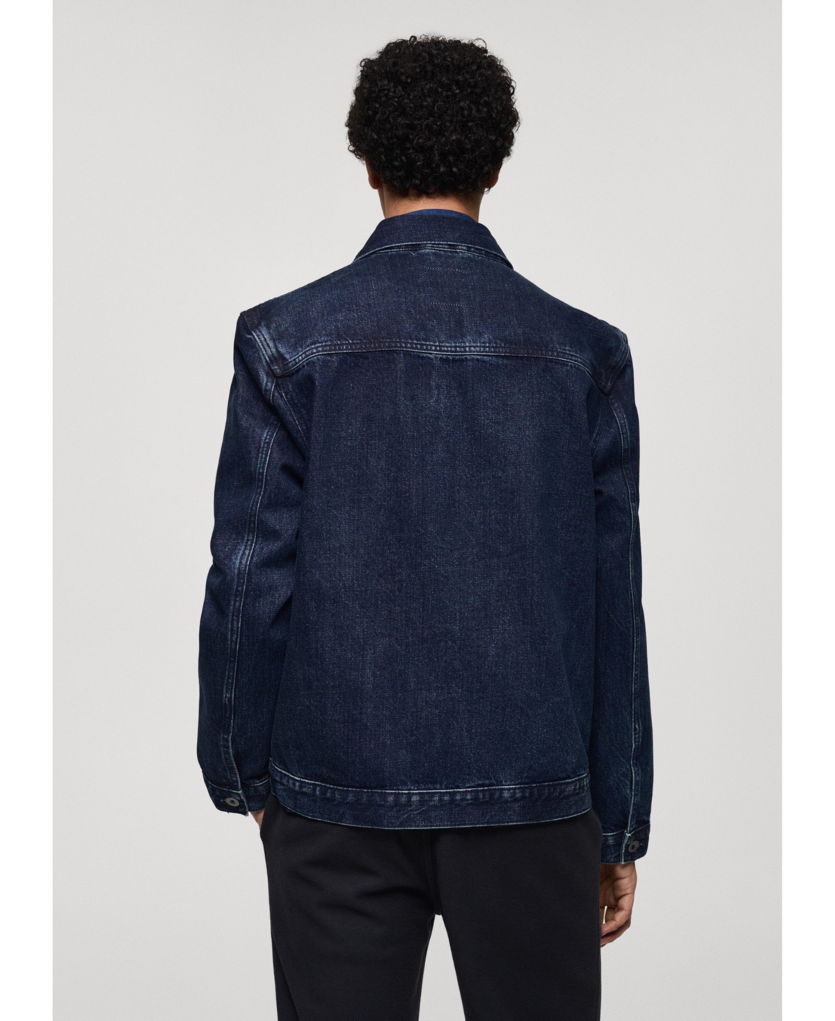 Shop Mango Men's Pocketed Denim Jacket In Dark Blue