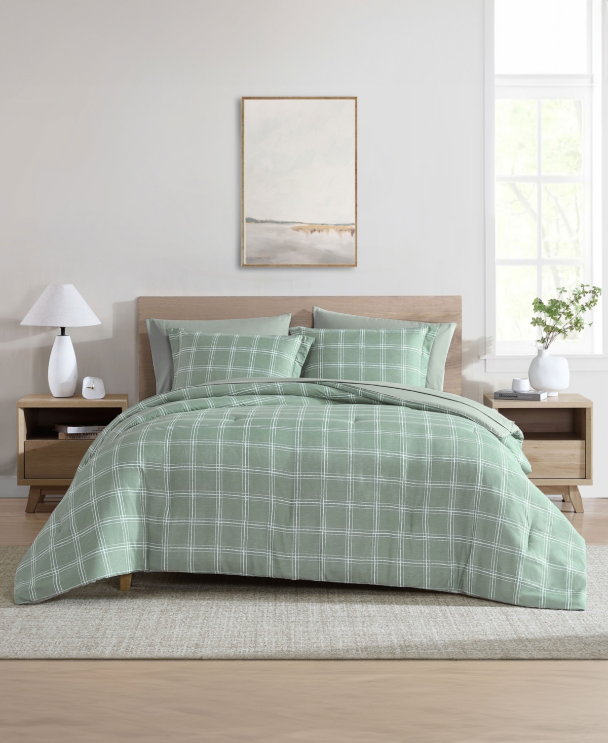 Swift Home Grid Plaid Reversible 7-pc. Comforter Set, Queen In Green