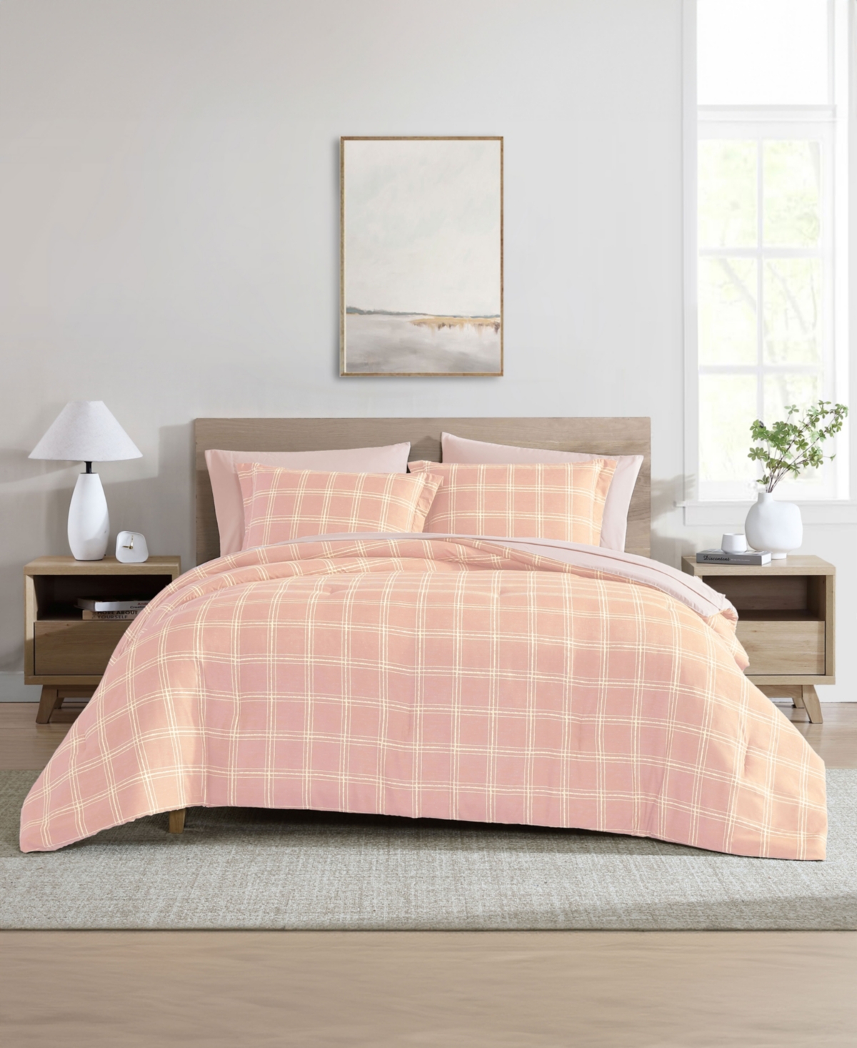 Swift Home Grid Plaid Reversible 7-pc. Comforter Set, King In Pink