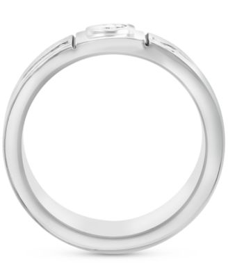 EFFY&reg; Men's Zircon Multirow Etched Band (1-1/5 ct. t.w.) in Sterling Silver