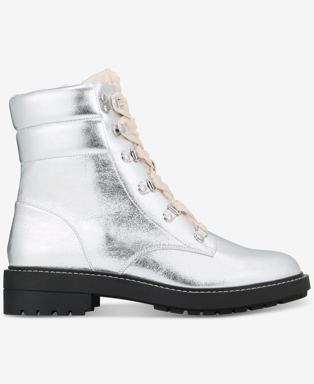 On 34th Women's Tandi Lace-up Booties, Created For Macy's In Silver Texture