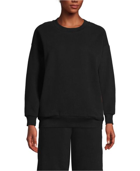 Женские толстовки Lands' End Serious Sweats Oversized Long Sleeve Crew Neck Sweatshirt - Set Top, цвет: Чёрный