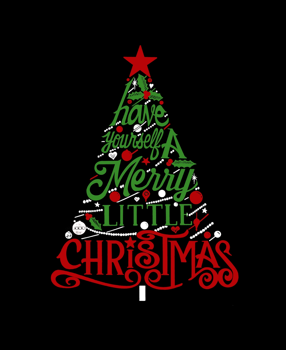 LA POP ART WOMEN'S HAVE YOURSELF A MERRY LITTLE CHRISTMAS WORD ART CREWNECK SWEATSHIRT 