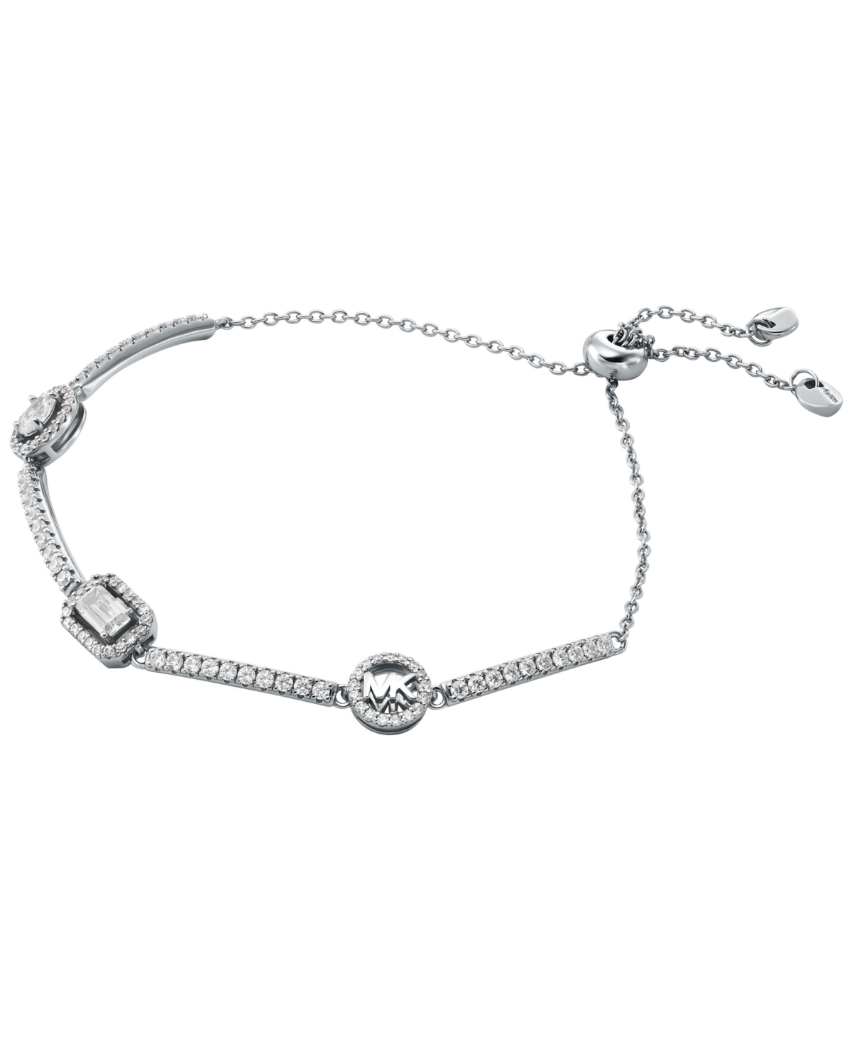 Michael Kors Sterling Silver Pave Mixed Cut Slider Bracelet In Silver