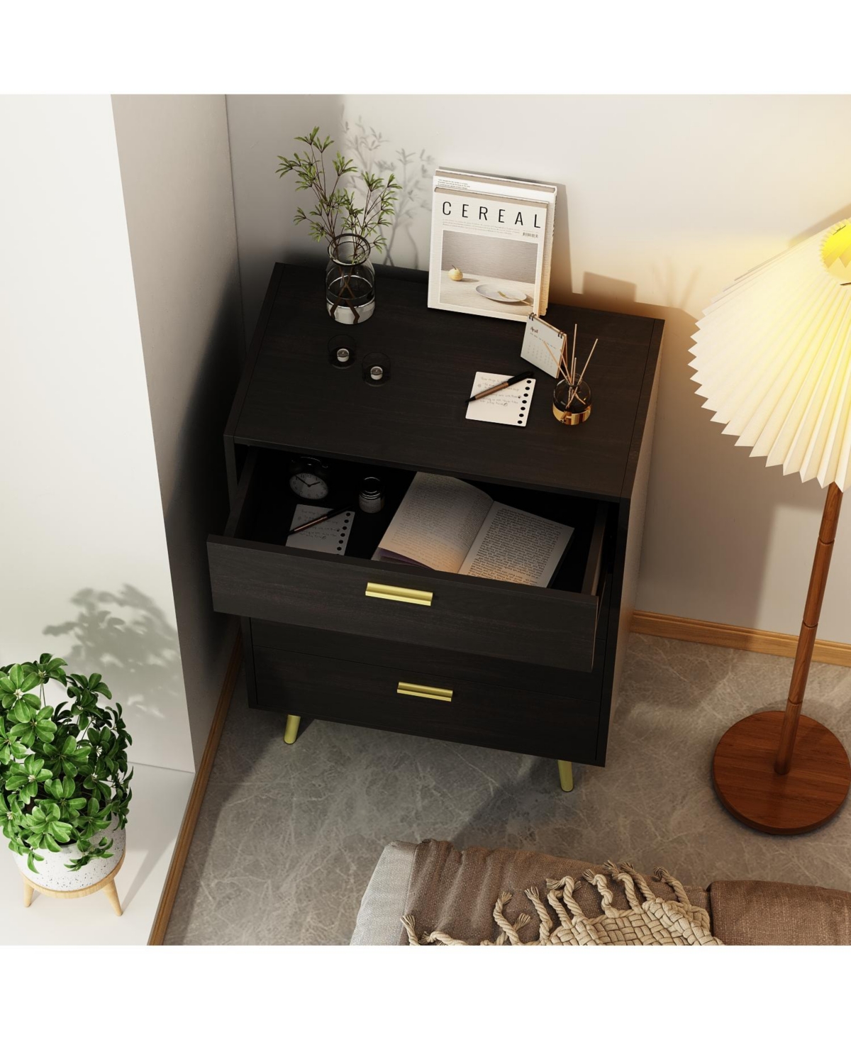 Homsee 4-Drawers Dark Brown Chest of Drawer Accent Storage Cabinet