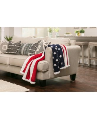 Premium Patriotic US Flag Print Sherpa Throw Blanket - Lightweight Microfiber for Couch and Bed - Great Gift for Veteran, Friend, Men, Women, Proud American House (King)