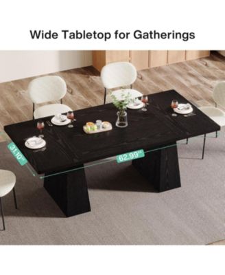 63-Inch Particleboard & Metal Frame Rectangular Farmhouse Dining Table With Tapered Legs