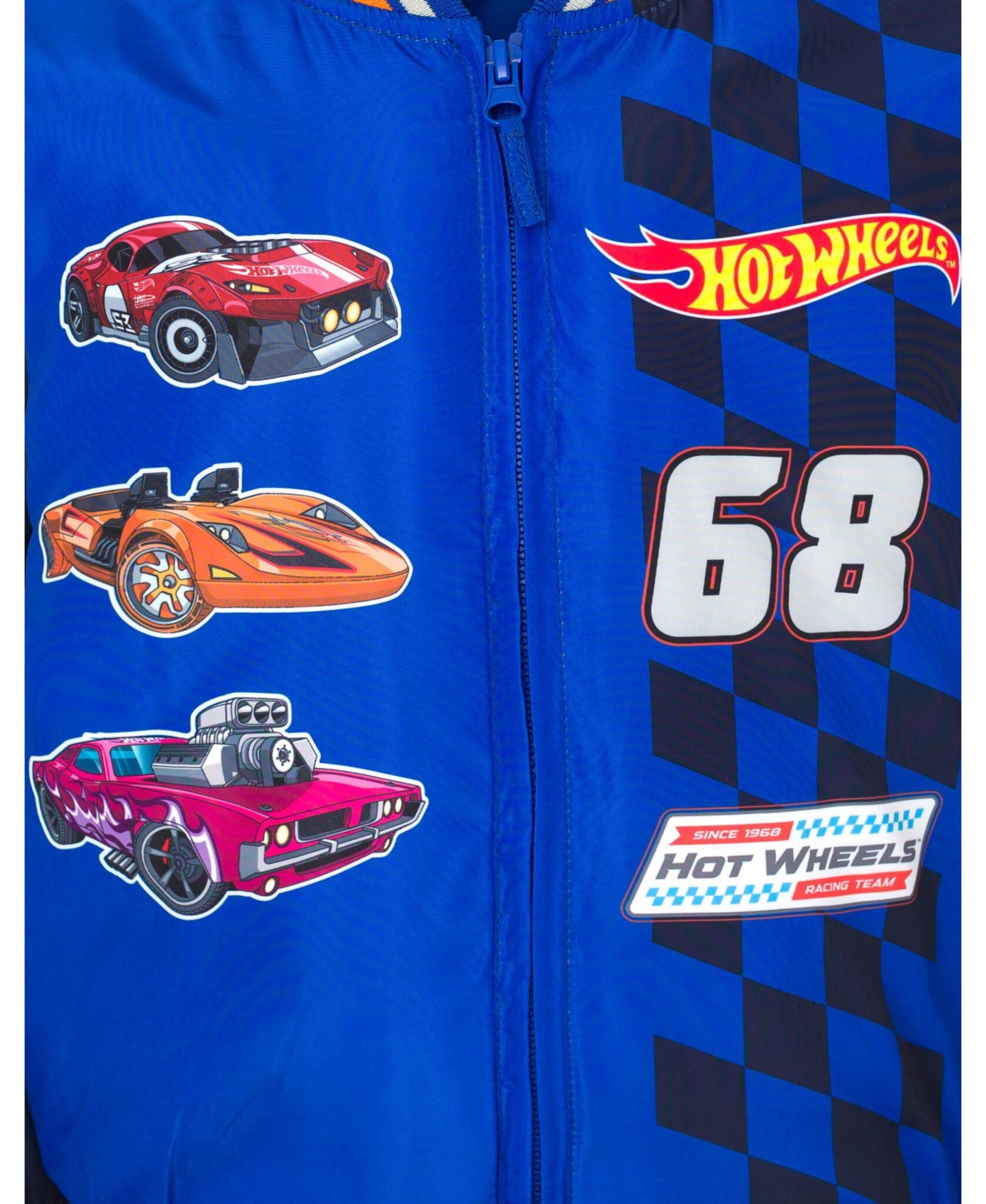 Hot Wheels Toddler Boys Zip Up Varsity Bomber Jacket to (3T - 10-12) -/ navy