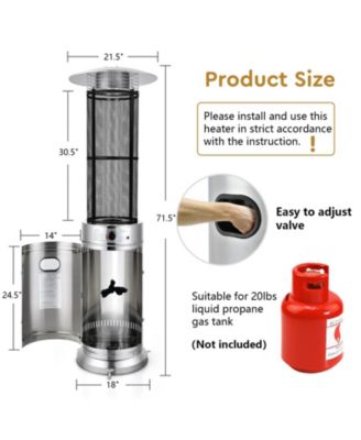 34000 BTU Stainless Steel Round Glass Tube Patio Heaters