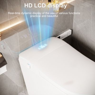 Smart Toilet Bidet with Tank Built in, Auto Open Close Lid, Foot Sensor, Heated Seat, Warm Water Sprayer & Dryer, Aromatherapy System, Modern Toilet with LED Nightlight