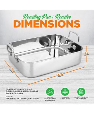 14" Roaster With Polished Rack And Wire Handle