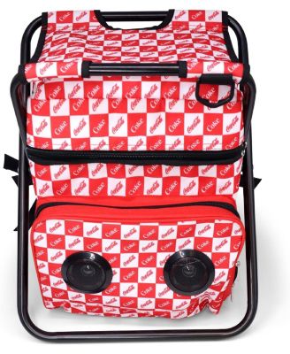 Coca-Cola Back Pack Cooler Bag and Folding Chair With Built-In Bluetooth Speakers