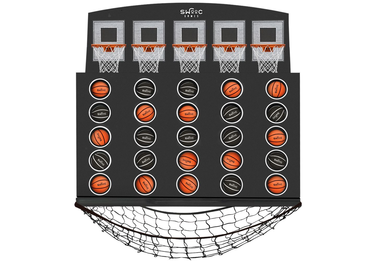 Детская настольная игра SWOOC Low Post Lineup Wall-Mounted Basketball 4 In A Row Board Game, Ages 3+ — фото 1