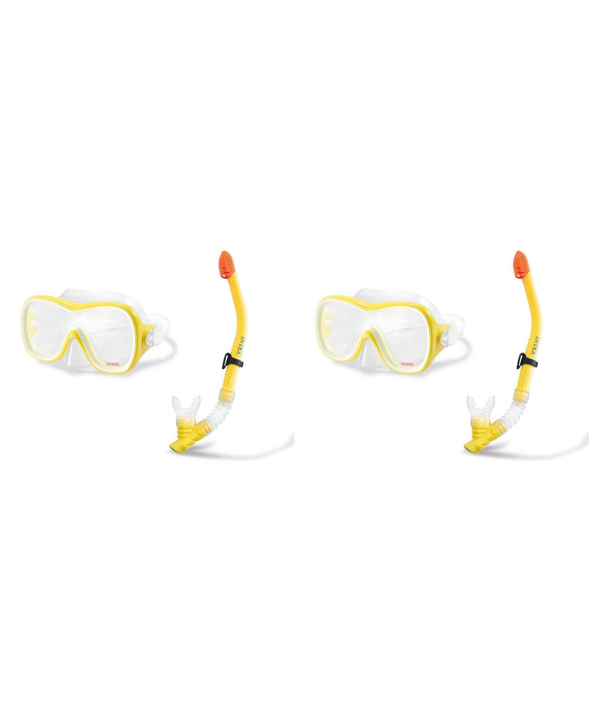 Wave Rider Hypoallergenic Latex Free Mask & Easy Flow Snorkel Set (2 Pack) - Yellow