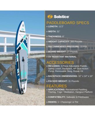Watersports Islander 11 Foot Inflatable Stand-Up Paddle Board Kit, Teal