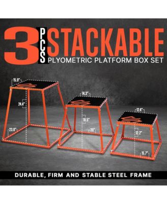 3-Piece Plyometric Platform Box Set With Anti-Skid Rubber Surface