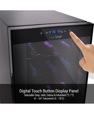 18-Bottle Dual-Zone Wine Cooler with Digital Touch Controls, Airtight Seal & Standing Bottle Storage