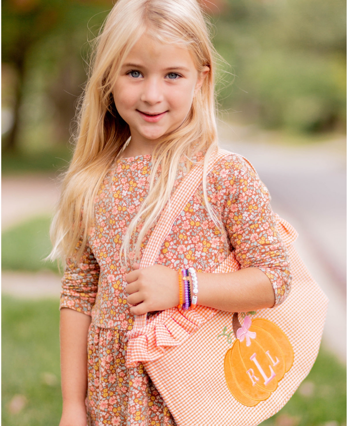 Bits & Bows Girls Girls Pumpkin Bows & Bracelet Halloween Gift Set