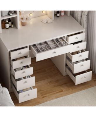 Vanity Desk with LED Lighted Mirror – Makeup Table with Drawers for Bedroom or Dressing Area