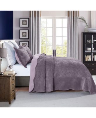 3 Pc Luxury Velvet Oversized Embroidery Soft and Plush Quilt Set King
