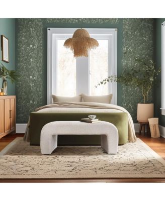 47" Boucle Upholstered Waterfall Bench, Modern Accent Bench for Bedroom, Entryway, or Living Room-Maison Boucle