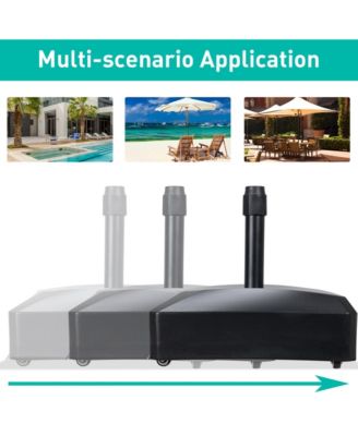 Patio Umbrella Base With Wheels, Heavy Duty Fillable Market Umbrella Stand For Patios, Poolside, Garden With 4 Wheels, 2 Locks And Adjustable Knob- Brown