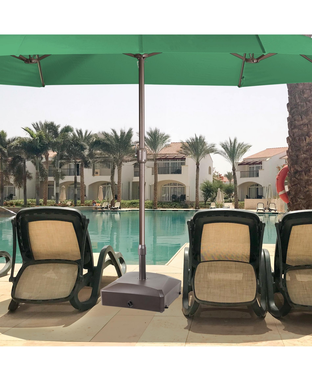 Aoodor Patio Umbrella Base With Wheels, Heavy Duty Fillable Market Umbrella Stand For Patios, Poolside, Garden With 4 Wheels, 2 Locks And Adjustable K