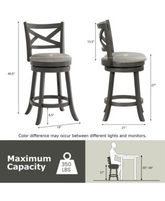 Swivel Bar Stools Set of 4 Counter Height Chairs with Hollow Back Soft-padded Seat