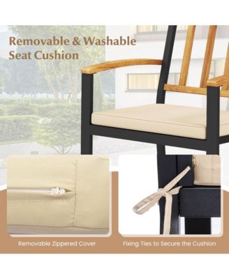 Patio Dining Chairs Set of 4 Metal Outdoor Chairs with Removable Padded Cushions