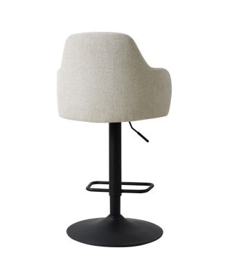 Set Of 2 Armrest Upholstered 360° Swivel Adjustable Barstool With Black Legs-Maison Boucle