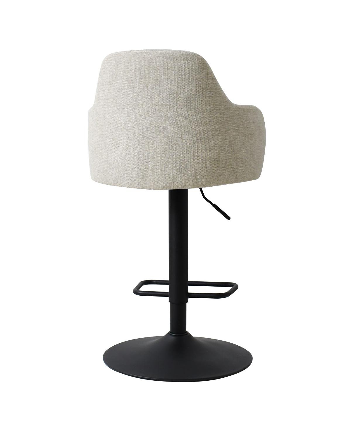 Maison Boucle Set Of 2 Armrest Upholstered 360° Swivel Adjustable Barstool With Black Legs-Maison Boucle -fabric