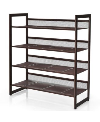 4-Tier Shoe Rack Adjustable to Flat Slant Shoe Organizer Holder Stand