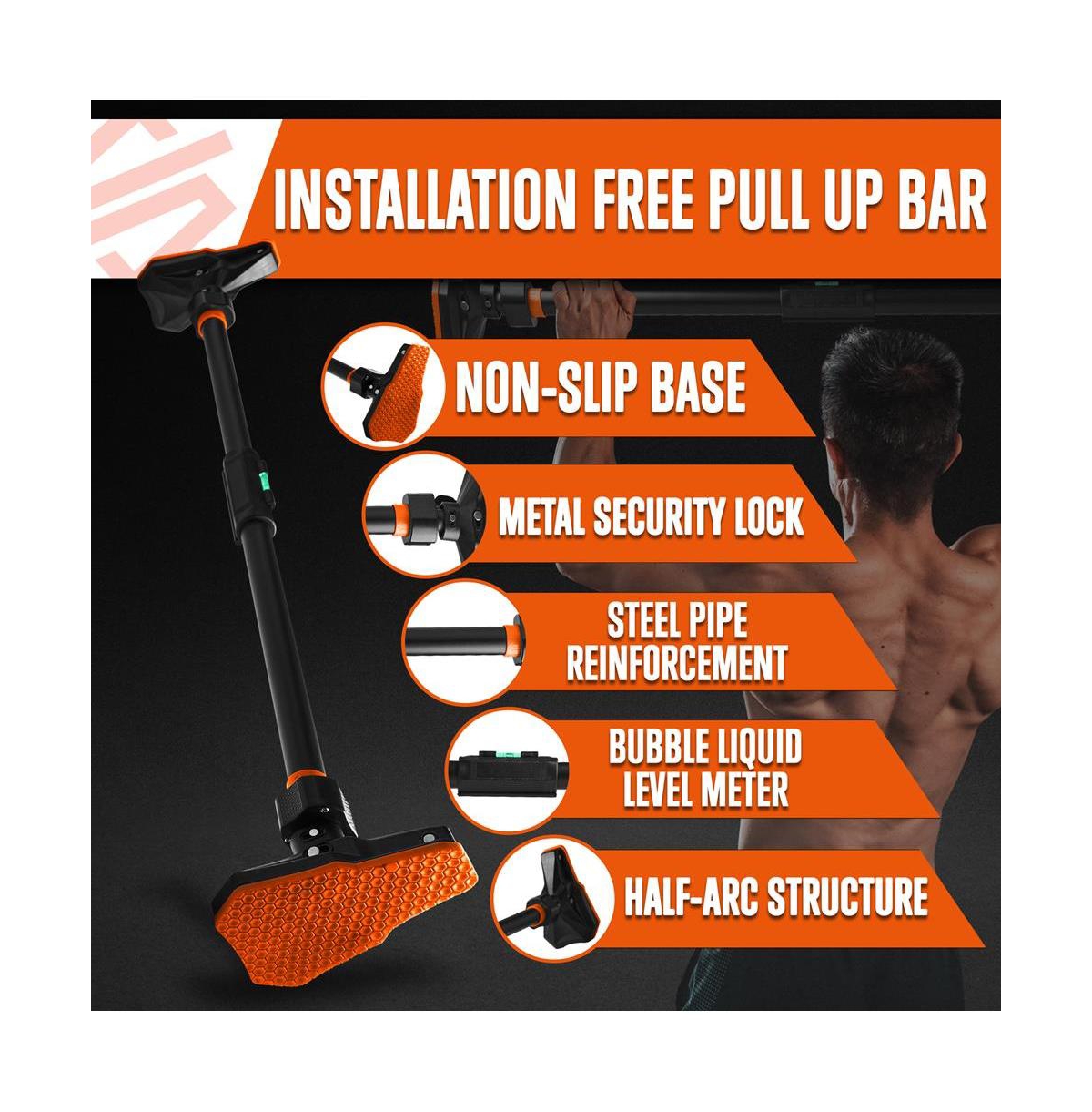 Squatz Doorway Pull Up and Chin Up Bar With Adjustable Width