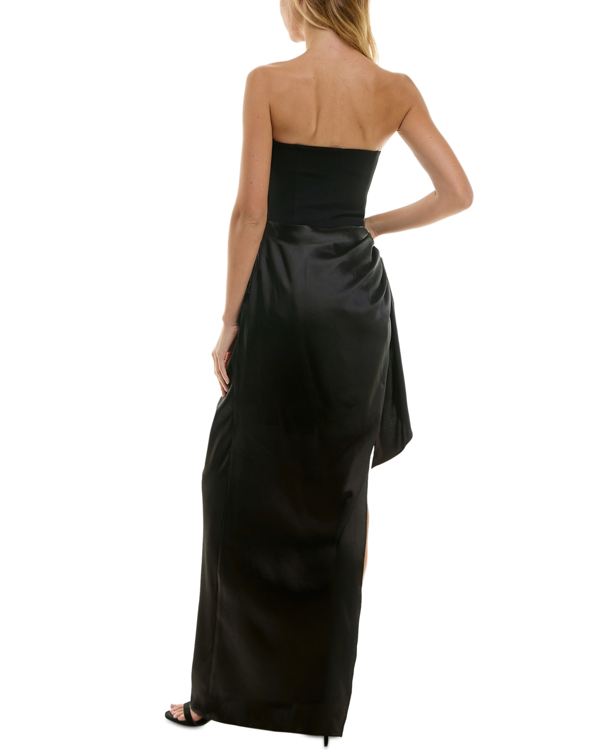 City Studios Juniors' Strapless Wrap-Overlay Gown