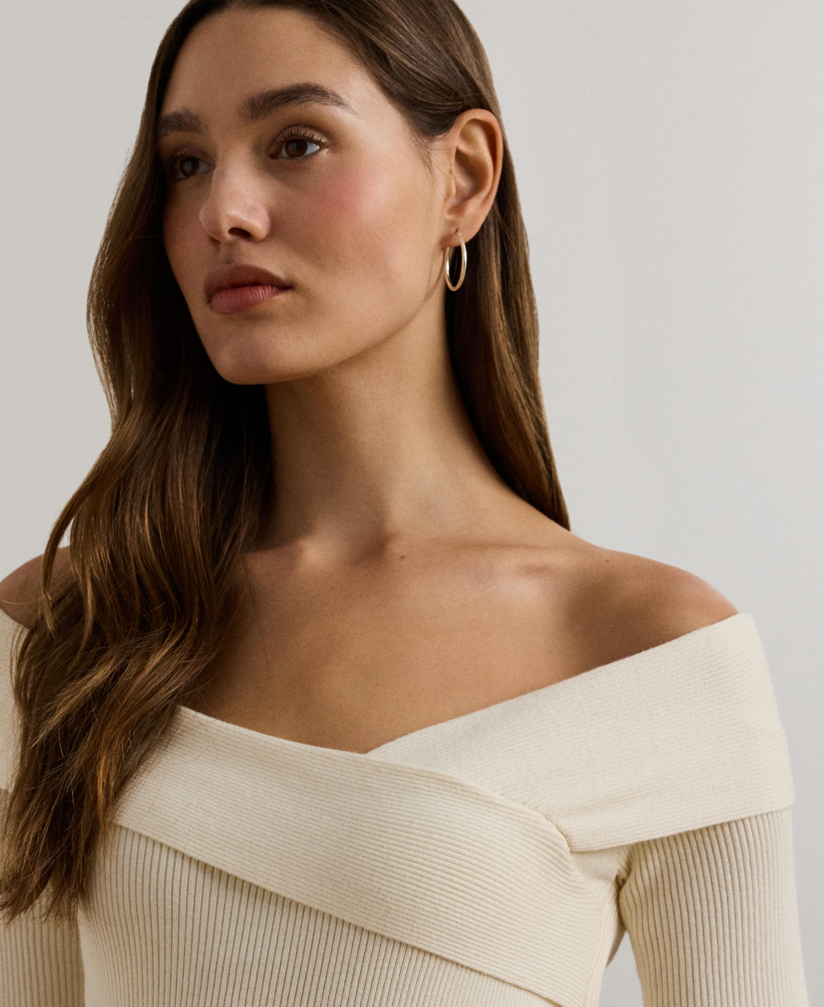 Lauren Ralph Lauren Women's Rib-Knit Off-the-Shoulder Sweater
