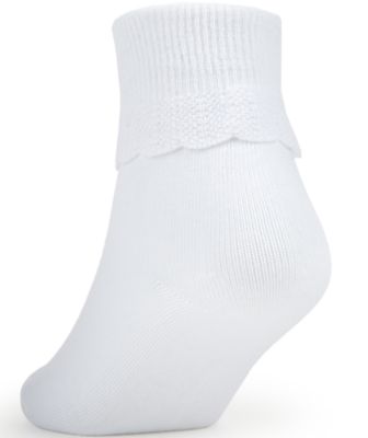 3-Pack Scalloped Socks, Little Girls & Big Girls